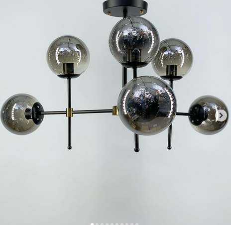 Світильник на 6 плафонів з ріжками, що регулюються на 360 градусів, фото 1