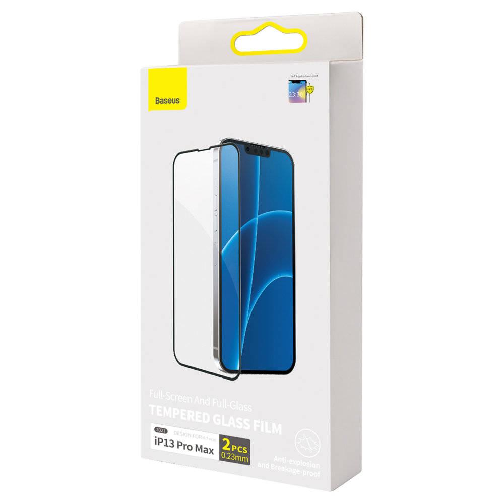 Захисне скло Baseus Full-Screen Tempered Glass Film 0.23mm 2шт для iPhone 13 Pro Max