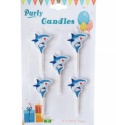 Свічки на день народження "Акула" набір - 5 шт. висота 6 см