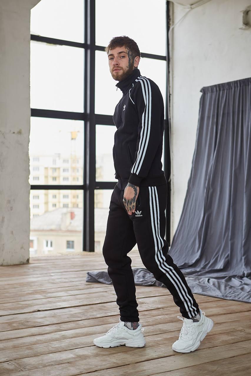 Зимовий спортивний костюм Adidas утеплений на флісі Адідас комплект кофта штани чоловічий жіночий