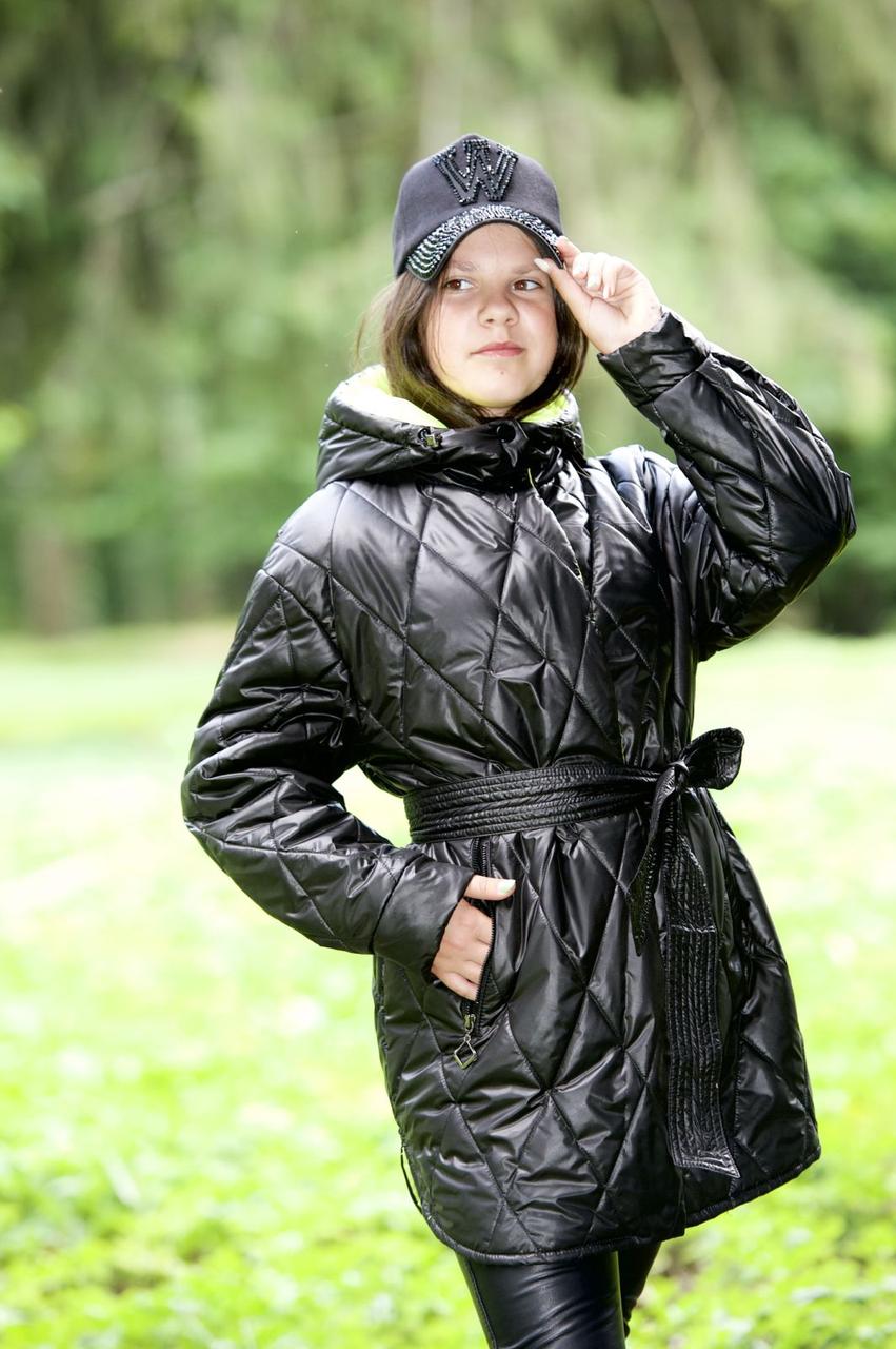 Демісезонне підліткове стьобане пальто для дівчинки чорного кольору, розміри 140, 146, 152, 158