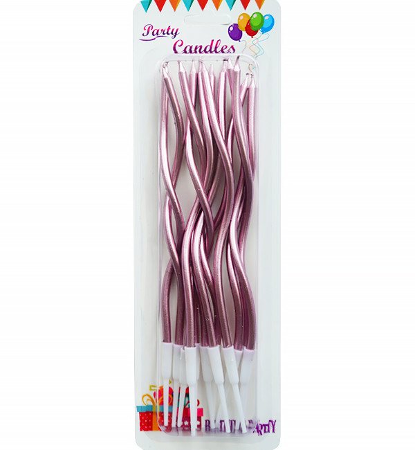 Свічки на день народження "Twirl", 12 шт., Висота - 15,5 см, пудра