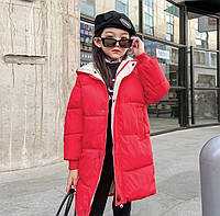 Курточка пальто дитяча червона, демісезонна: холодна осінь / тепла зима. Пуховик для хлопчиків і дівчаток