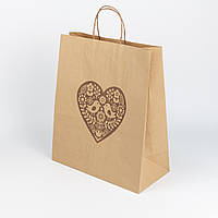 Пакет подарунково з принтом серце 320*150*380 Великі подарувальні пакети паперові для магазину одягу