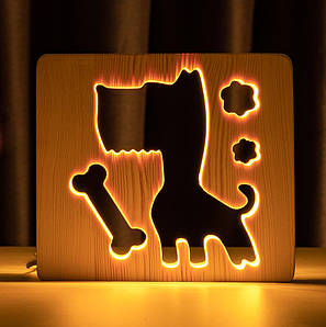 Світильник-нічник ArtEco Light з дерева LED "Піс і кісточка" з пультом і регулюванням світла, колір теплий