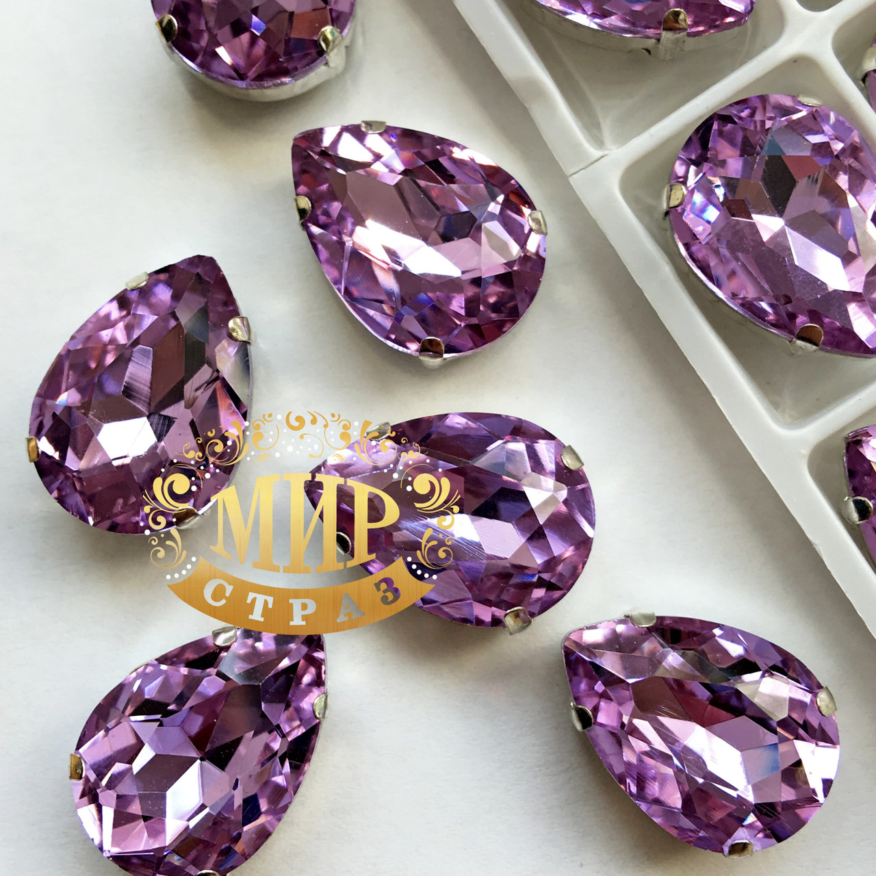 Стрази в ланцюгах, Капля, розмір 13x18, колір Lt Purple, 1 шт.