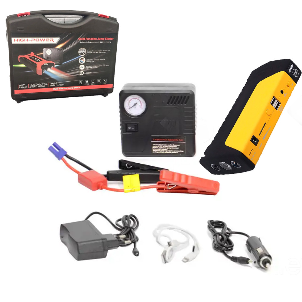 Пускова зарядка JUMPSTARTER автомобільна пуско-зарядний пристрій портативний бустер з компресором