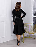 Чорне замшеве приталене плаття класичного крою, фото 3
