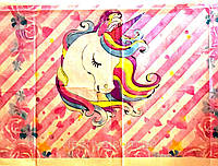 Скатертина "Єдиноріг", рожева, 180*110 см, Скатерть "Единорог"