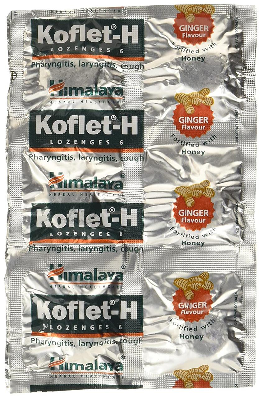 Кофлет льодяники імбіри і мед (Koflet-H Lozenges Ginger) Himalaya 6 штук