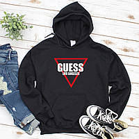 Женский осенний худи кенгуру толстовка с капюшоном Guess Гесс Чёрный