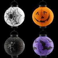 Ліхтар паперовий, з підсвіткою "Асорті" на Хелловін, 25 см, Китайский фонарик "Асорти" с подсветкой на хэллоуин, фото 4
