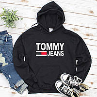 Женский осенний худи кенгуру толстовка с капюшоном Tommy Jeans Томми Джинс Чёрный