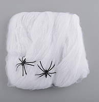 Павутиння декоративне на Хелловін, біле, Паутина с паучками на хэллоуин 20г, фото 2