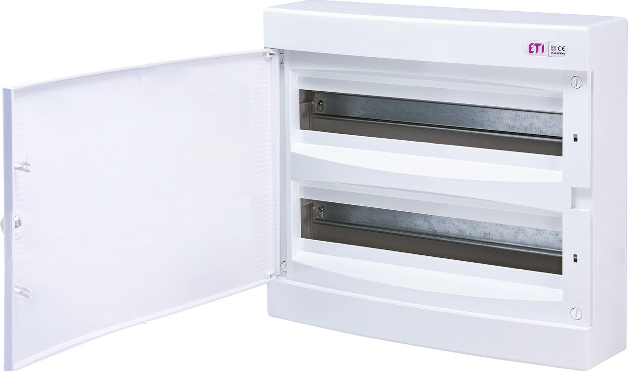 Зовнішній щит IP40 ETI ECT-2x18PO 36 модулів 1101082 (розподільчий, навісний, модульний, з білими дверцятами), фото 1