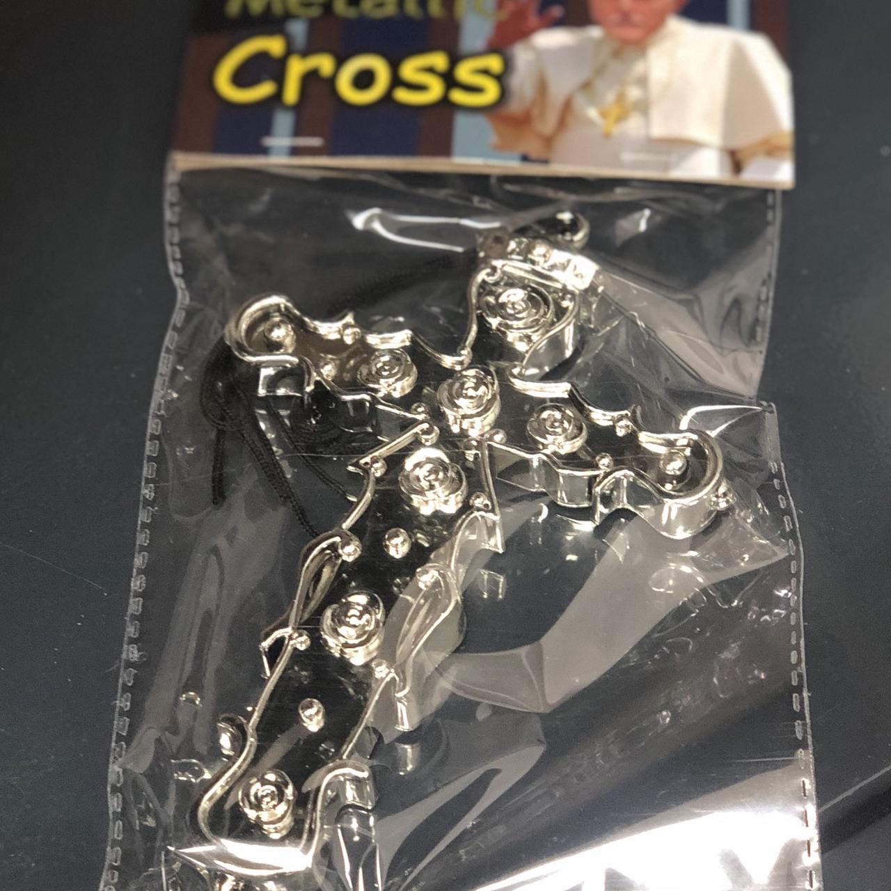 Хрест пластиковий на Хелловін, срібний, Крест на хэллоуин, фото 1