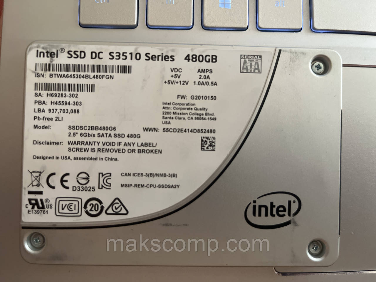 SSD Intel DC S3510 Series 480GB 2.5" SATAIII MLC SSDSC2BB480G6