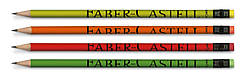 Олівець чорнографітний з гумкою Faber-Castell (НВ, кругл. корпус різні кольори, кольорова гумка) 112700