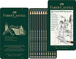 Набір чернографитных олівців Faber-Castell CASTELL® 9000 в металевій коробці 12 шт (5В-5Н), 119064