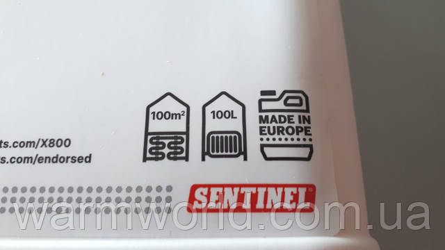 1 л жидкости = на 100 м² или на 100 л системы