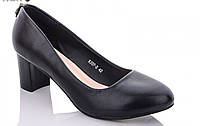 Женские черные туфли большого размера средний каблук 40 41 42
