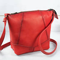 Жіноча сумка шоппер з натуральної шкіри, напів-матова поверхня, колір червоний