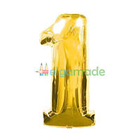 Шарик фольгированный ЦИФРА 1, золото, 35 см