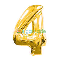 Шарик фольгированный ЦИФРА 4, золото, 35 см