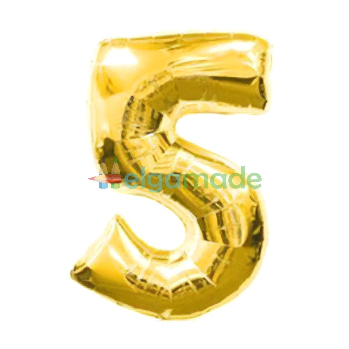 Шарик фольгований ЦИФРА 5, золото, 35 см, фото 1