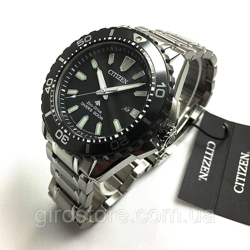 Японський чоловічий 200 м дайверський годинник Citizen Eco-Drive BN0198-56H. Сонячна батарея, фото 1