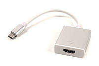 Кабель-перехідник PowerPlant HDMI female USB Type-C, 0.15 м, Blister