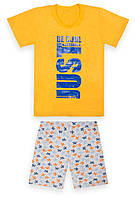 Пижама детская летняя для мальчика шорты + футболка GABBI PGM-22-4 Be cool Желтый на рост 122 (13188)