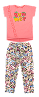 Костюм (футболка и штаны) летний для девочки GABBI KS-20-16 Морской гламур Персиковый на раст 104 (12129)