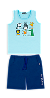 Костюм (майка и шорты) летний для мальчика GABBI KS-20-15-1 Чувачки Бирюзовый-Синий на рост 104 (12118)