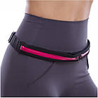 Сумка на пояс для бігу Go Runners Pocket Belt / Поясна спортивна сумка (27х10 см, 17х10) Чорна Рожева, фото 3
