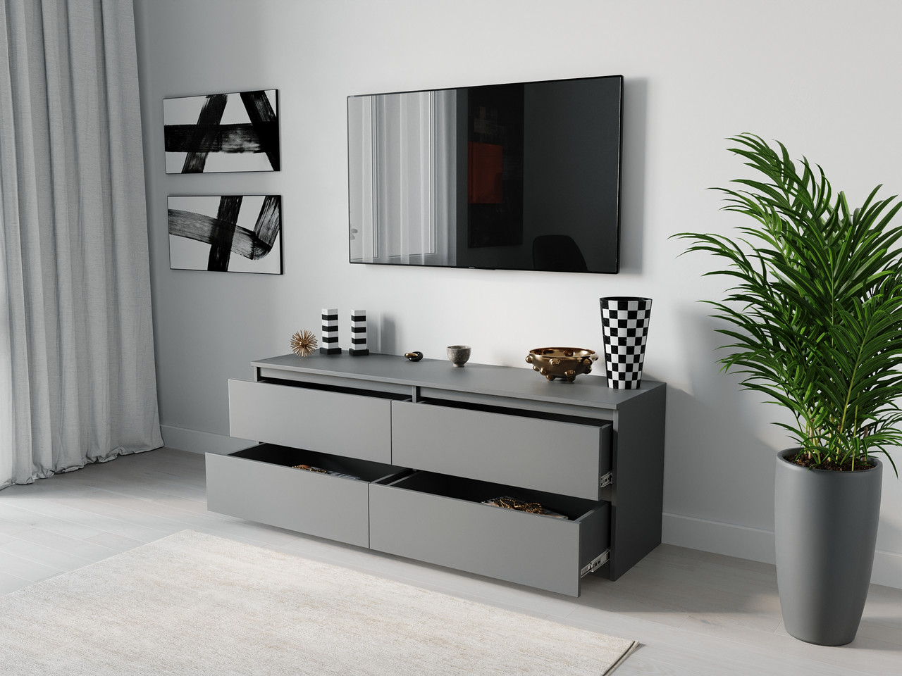 ТВ тумба Moreli ST-223 Ш1400/В530/Г400 Антрацит