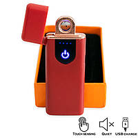 Електрозапальничка USB ZGP ABS Червона, сенсорна запальничка електрична спіральна (электронная зажигалка)