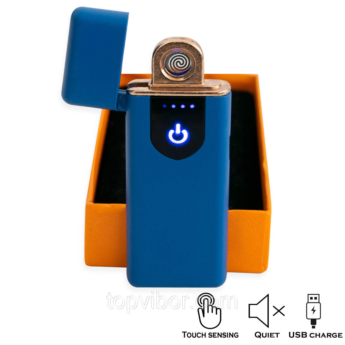 Електронна спіральна запальничка USB ZGP ABS Синя, багаторазова запальничка з юсб зарядкою (юсб зажигалка)