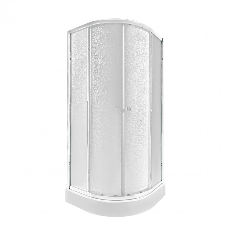 Душова кабіна 80x80x197 см розсувна Qtap Presto, матове скло, низький піддон 90x90x12 см + сифон
