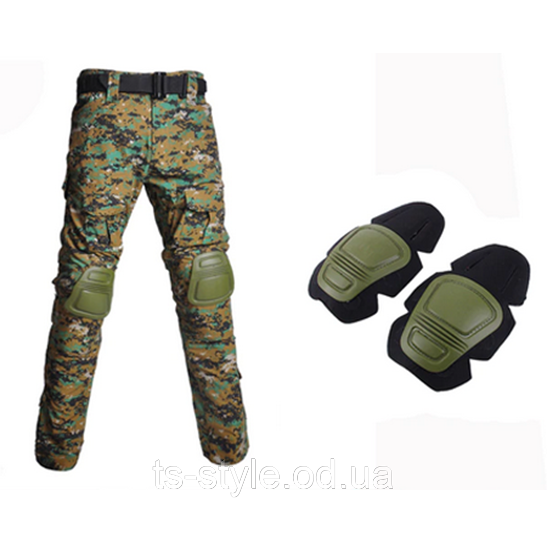 Тактичні бойові камуфляжні штани з наколінниками в камуфляжі Джунглі цифра розмір XL