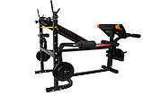 Лава для жиму WCG 0020 + Тяга + парта Скотта + Набір штанги та гантелі 98кг композитні диски W_1181, фото 3