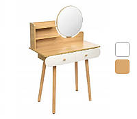 Столик туалетный JUMI SCANDI с зеркалом стол косметологический для косметики Светлый бук W_1014