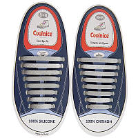 Силиконовые шнурки Coolnice Серебро (8+8) 16 шт/комплект