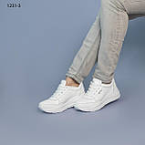 Жіночі білі шкіряні кросівки Демісезонні весняні осінні Натуральна шкіра Розміри  36 37 38 39 40 41, фото 4