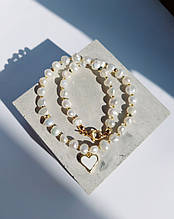 Стильний чокер "Heart" із натуральних перлів із підвіскою. Авторська прикраса ручної роботи.