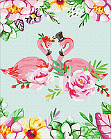Картина по номерам животные птицы Фламинго в цветочном арте GX66170 набор для росписи живопись BrushMe
