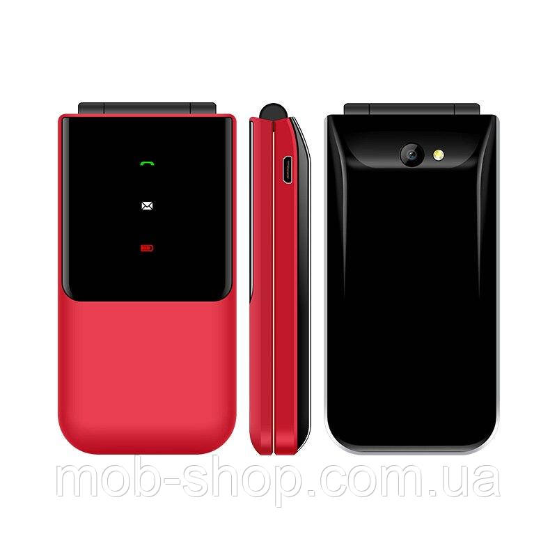 Телефон розкладачка Uniwa F2720 red мобілка з великими кнопками та цифрами зручний бабушкофон