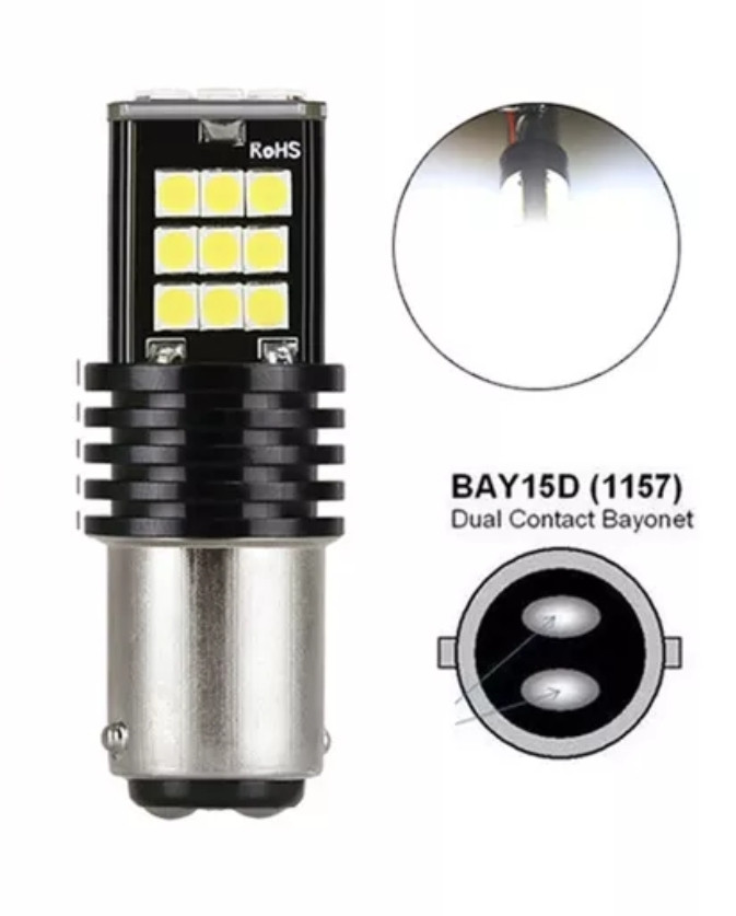 Світлодіодна лампа BAY15D 1157 LED 24SMD Canbus лінза P21 5 Вт