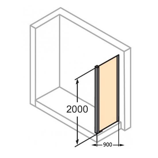 Стенка стеклянная для душа боковая 200x90см HUPPE C25404.123.321 стекло прозрачное 4мм 113854 - фото 2 - id-p1667615309