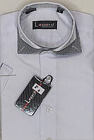 Рубашка детская с коротким рукавом dk-0008 Lagard белая однотонная комбинированная приталенная